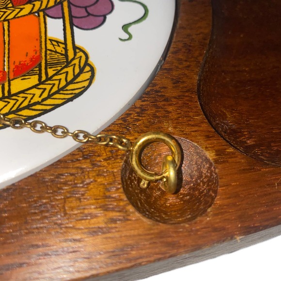 Vintage Gail Craft Quality Woodenware Fruit & Cheese Board w Attached Knife EUC - Picture 7 of 10